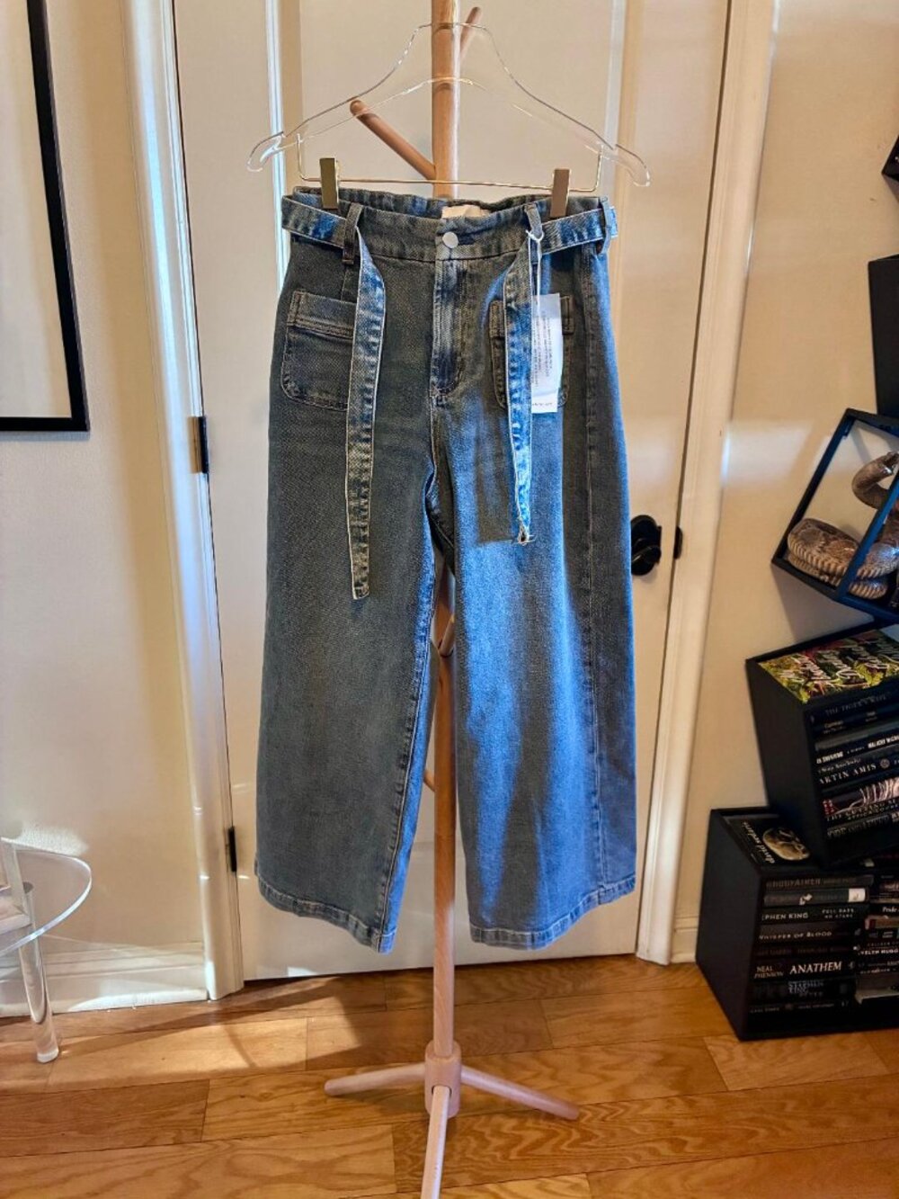 Dear John Jeans w/ Belt, Medium Wash, Audrey Wide Leg, High Rise, NWT, Size 27